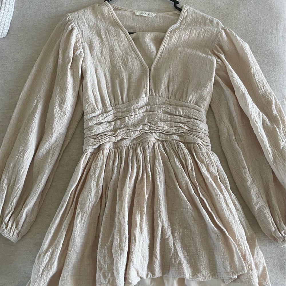 Cream long sleeve dress